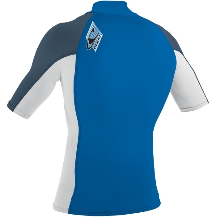 2024 O'Neill Youth Premium Skins Short Sleeve Turtleneck Rash Vest 4520 - Ocean / White / Copen Blue